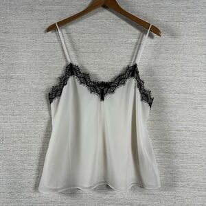 Banana Republic Ivory black Eyelash Lace Cami Whimsigoth Fairy Grunge Sz Med Y2K